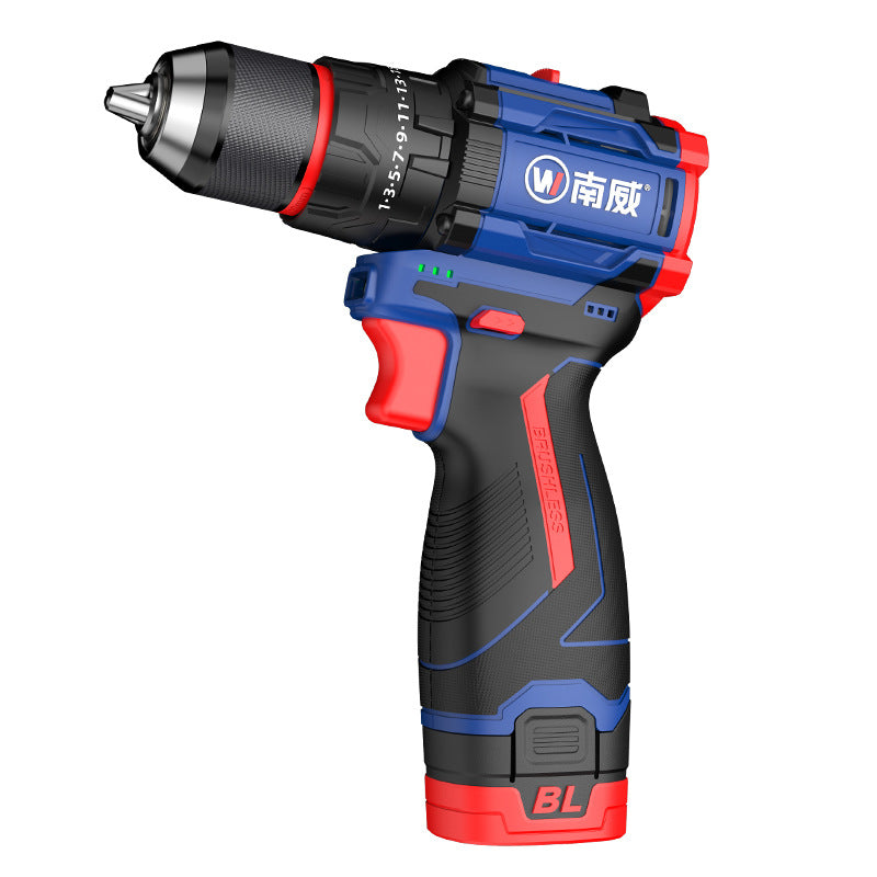 Nanwei brushless impact drill, high torque household electric screwdriver, adjustable speed, wholesale lithium battery power tools