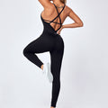 Influencer-style criss-cross strap bodysuit yoga outfit - sexy, quick-dry, full body workout suit for women - butt-lifting aerial yoga apparel