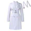 D3348  cross-border autumn and winter new long-sleeved hip-covering commuter double-breasted pure color suit european and american dress