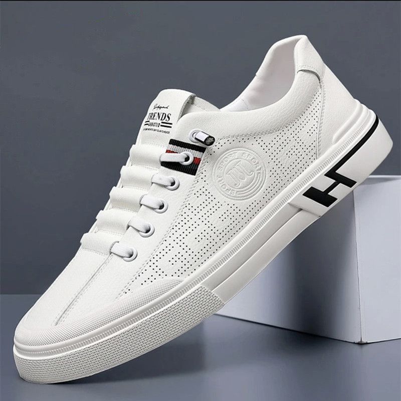Summer men's shoes 2025 new white sneakers men's trendy versatile embossed breathable youth sports casual skate shoes