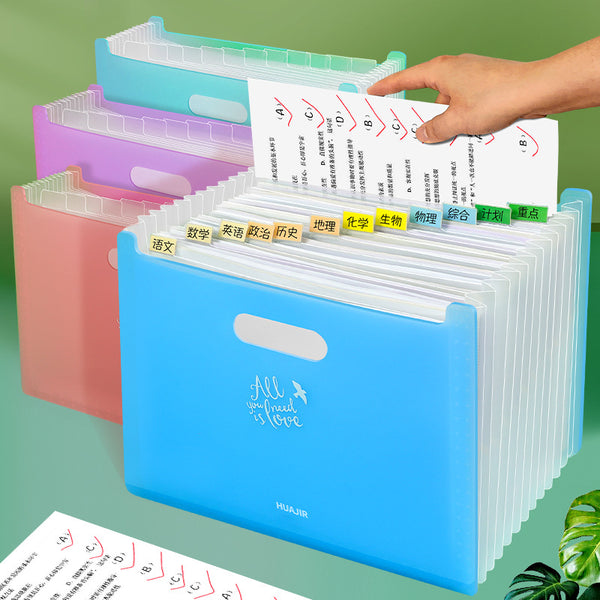 Upright organ bag Student large-capacity accordion folder Test paper storage bag Portable bill for junior high school students