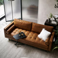 Retro oil wax full genuine leather sofa first layer cowhide casual small apartment straight row three-person slot scandinavian style american style living room
