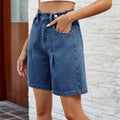 European and american cross-border e-commerce  spring/summer new arrivals:  independent store washed denim cropped shorts with adjustable waistband