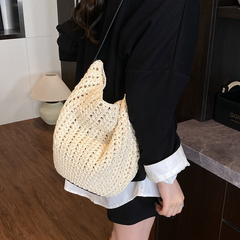 Foreign trade is popular this year, super-hot niche woven bags, women's 2025 new commuter versatile messenger bags, bucket bags