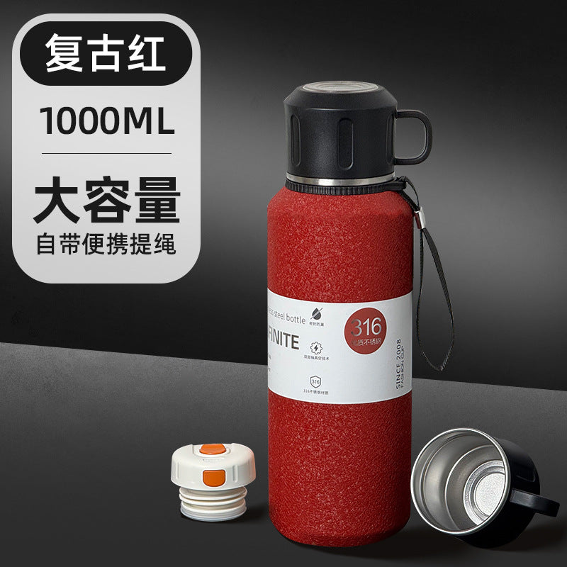 316l stainless steel vacuum insulated thermos - all steel construction, large capacity, portable for men's outdoor travel, hiking, and mountaineering