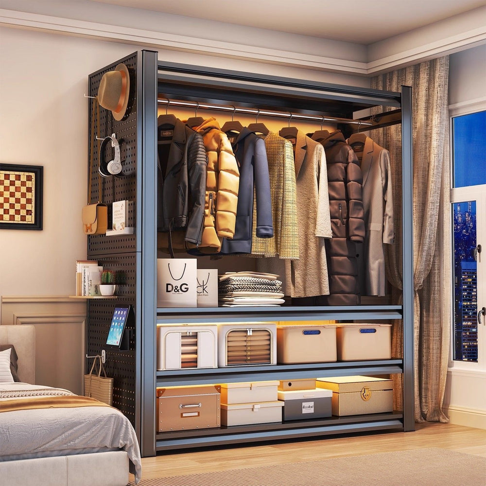 For homeopen shelf wardrobe simple perforated board coat rack floor-standing multi-layer steel storage shelf
