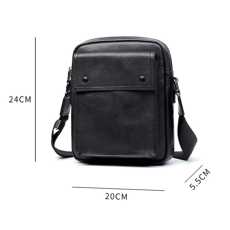 New men's bag fashionable horizontal leather men's shoulder bag casual mailman simple first layer cowhide messenger bag