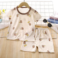 Kids' summer ice silk short-sleeve set - lightweight air conditioning suit for boys and girls, toddler and children's sleepwear, loungewear, and children's clothing