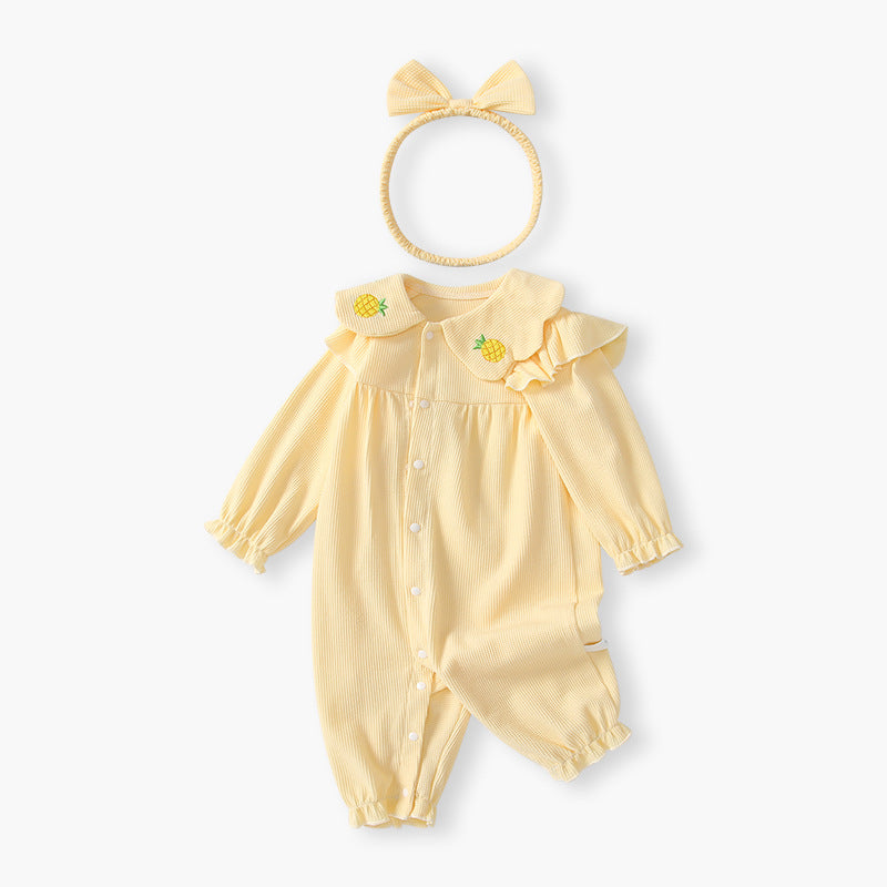 Newborn baby clothes spring autumn  new style doll collar baby girl romper super cute crawling suit spring outfit