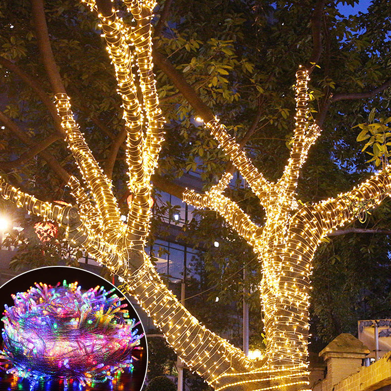 Cross-border outdoor LED gypsy star decorative lights string, wedding street lighting around the tree waterproof remote control flash lights string