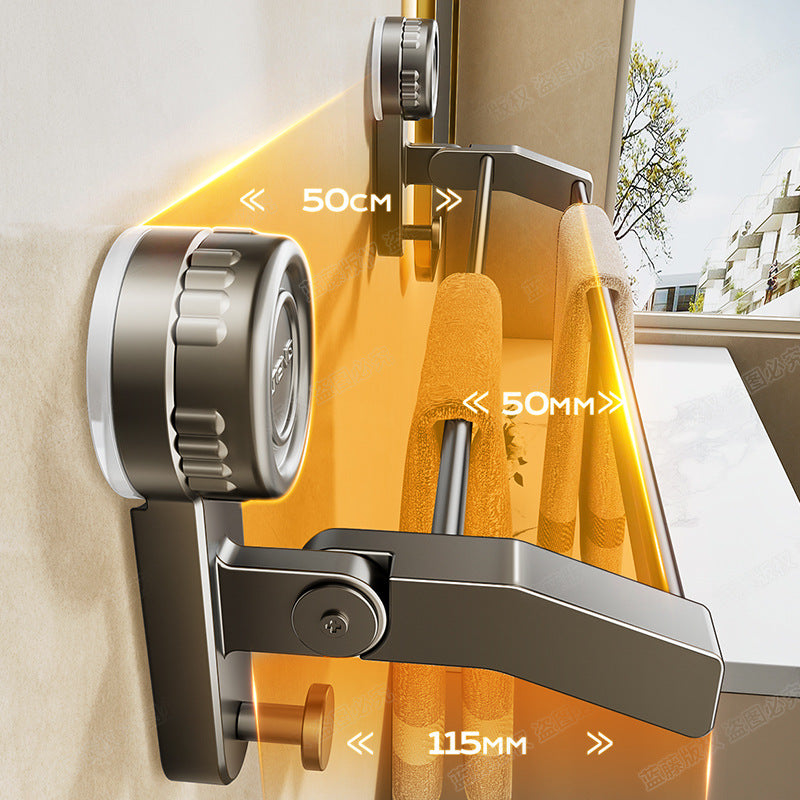 Rotary suction cup towel bar double bar non-punching toilet bathroom towel bar single bar hook rack storage