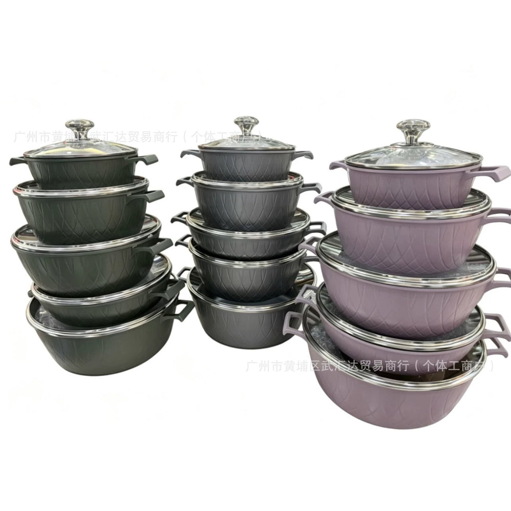 Uakeen five-piece soup pot suit medical stone non-stick suit pot non-stick pan cooking pot soup pot small milk pot