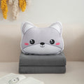 Cartoon plush pillow blanket 2-in-1: foldable throw pillow, quilt, car blanket, office flannel air conditioning blanket