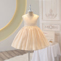 Export kids first birthday dress sleeveless princess dress girl baby beaded dress birthday evening dress in stock