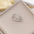 foreign trade popular zircon inlaid square ring with eight-character opening adjustment 18k gold electroplated high-end finger
