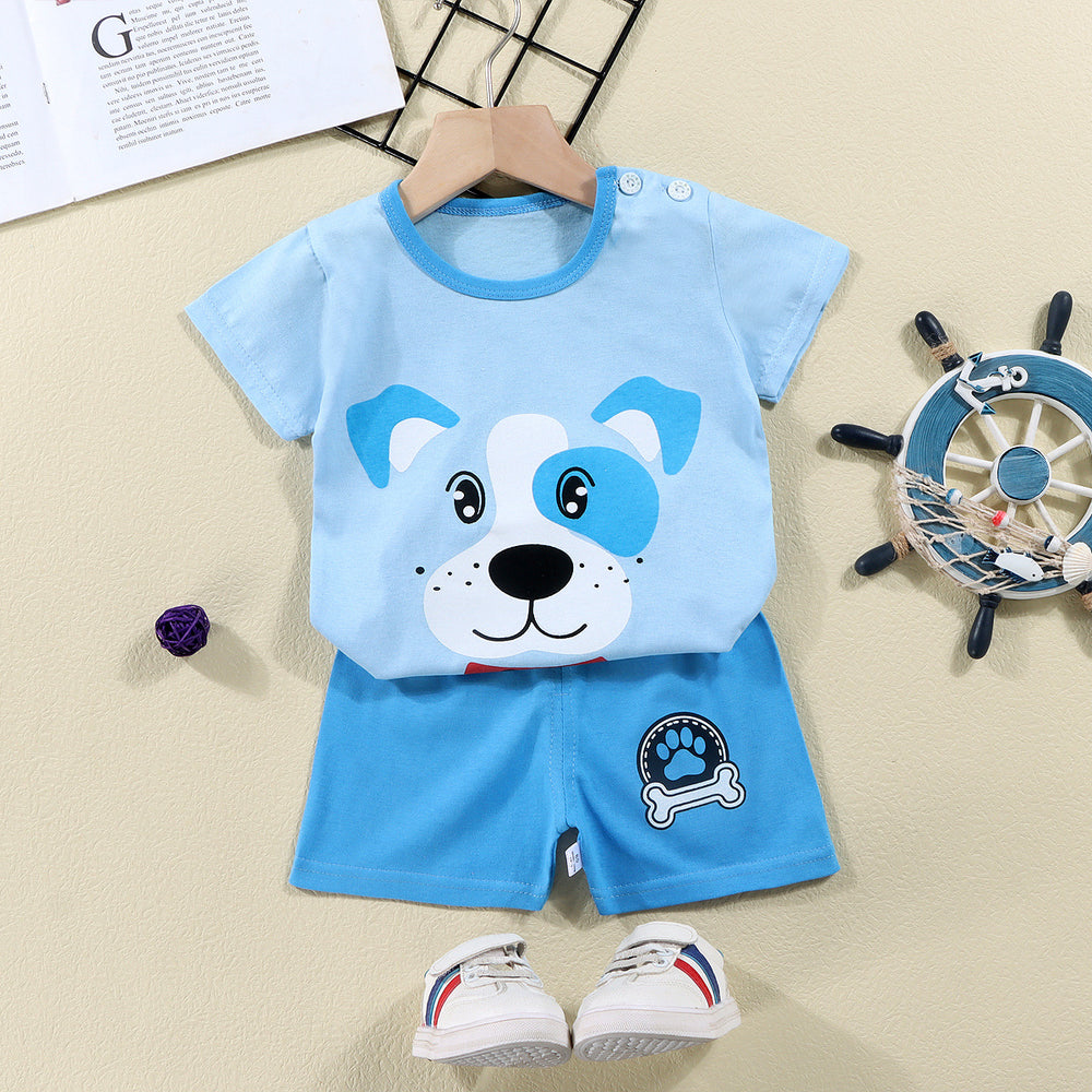 summer new arrival: 100% cotton kids' short-sleeve t-shirt and shorts set - korean style infant and toddler two-piece outfit