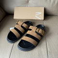 Spanish 2025 summer new arrival: one-strap, open-back women's sandals - crimson red, flat, round-toe, lace-up leather sandals