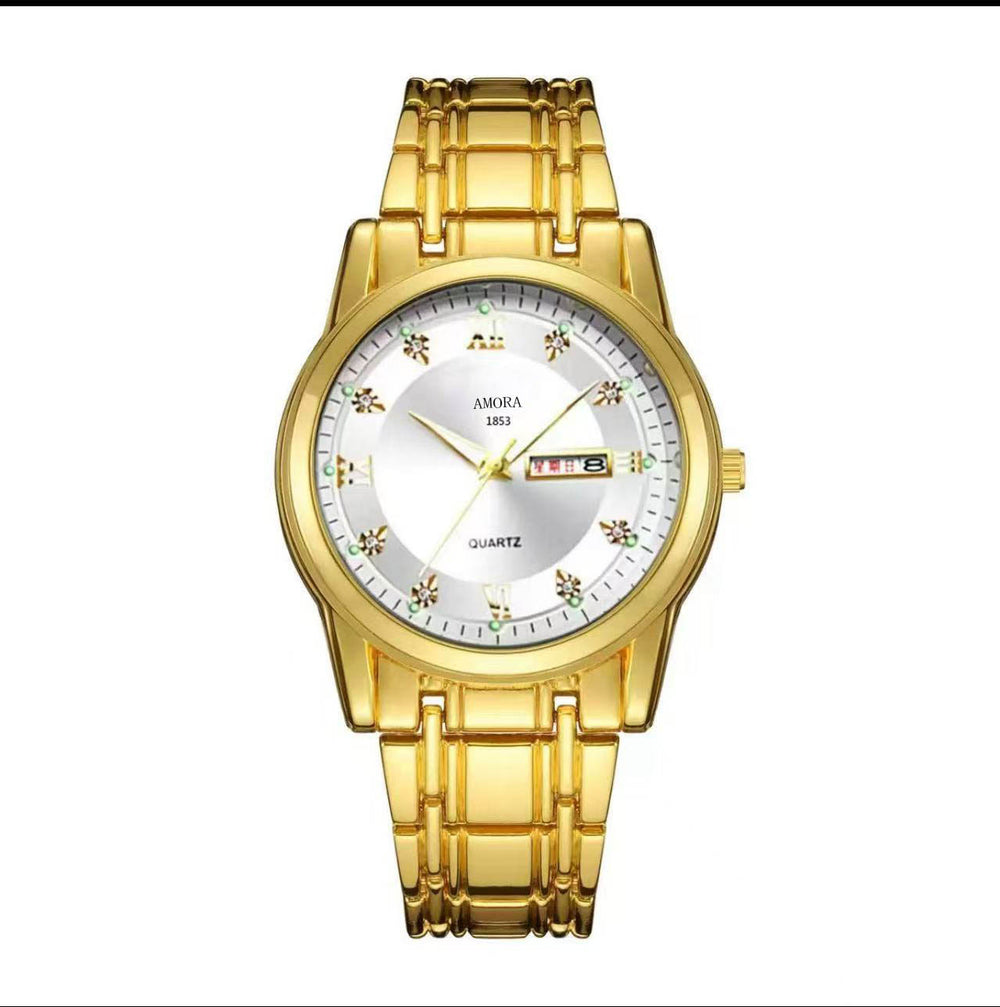 Xiangshiman fully automatic movement non-mechanical men watch double calendar luminous waterproof business steel wrist quartz watch