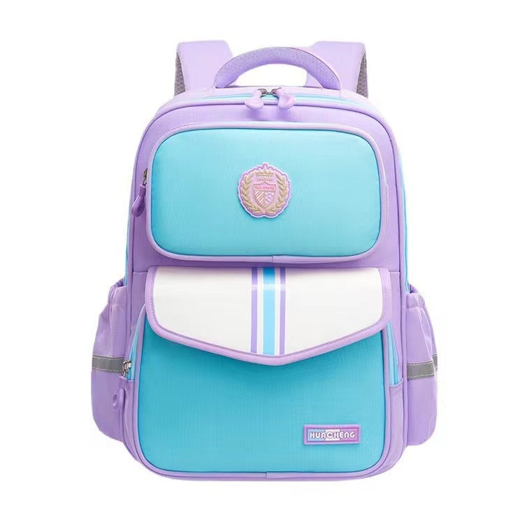 New arrival primary school students british style 1-6 grade stress relief spine protection lightweight large capacity school bag kids color matching backpack