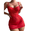 new  fashion cross-border sexy lace mesh patchwork slit semi-sheer see-through lingerie
