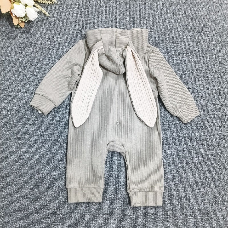Spring & fall baby cute rabbit jumpsuit pit cotton long sleeves hooded romper newborn cute outing romper