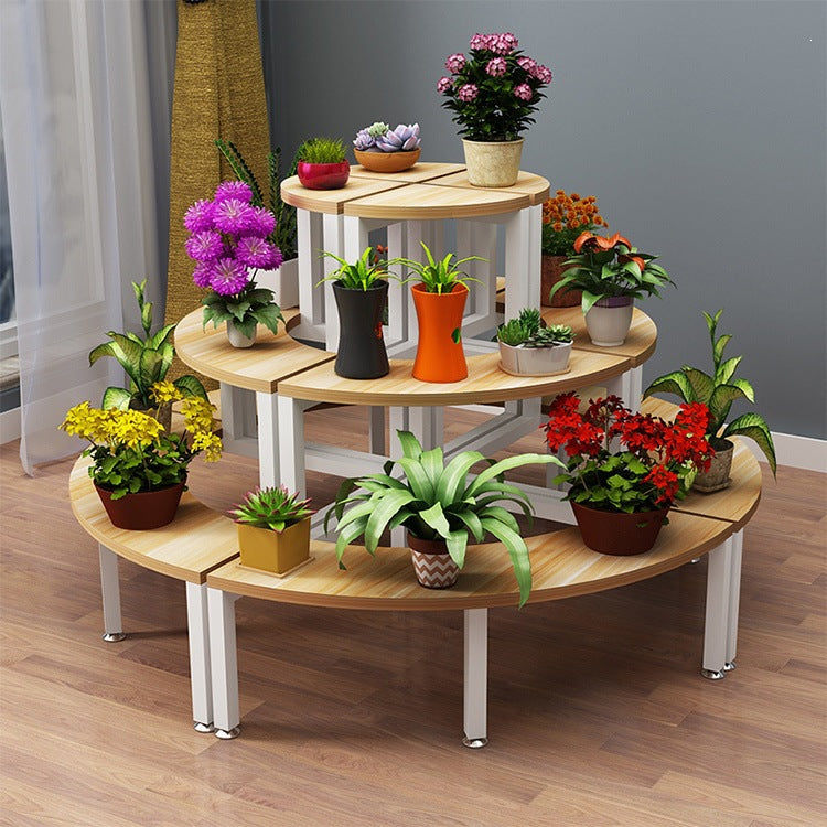Solid wood corner flower shelf, multi-layered indoor space-saving floor-standing balcony wooden plant flower pot rack storage