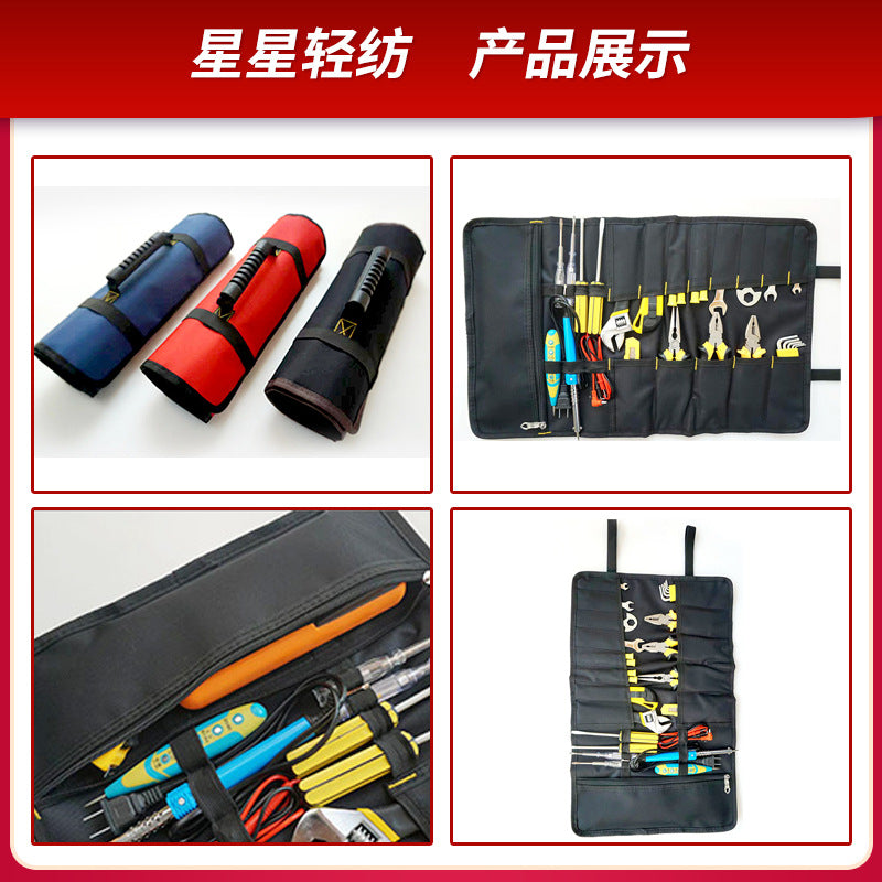 Roll-up tool bag electrician's kit oxford cloth repair organizer knife storage multifunctional portable tool pouch