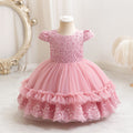 Ready-to-ship wholesale girls' dresses, beaded tulle princess dresses, christmas party evening gowns, kids' dresses