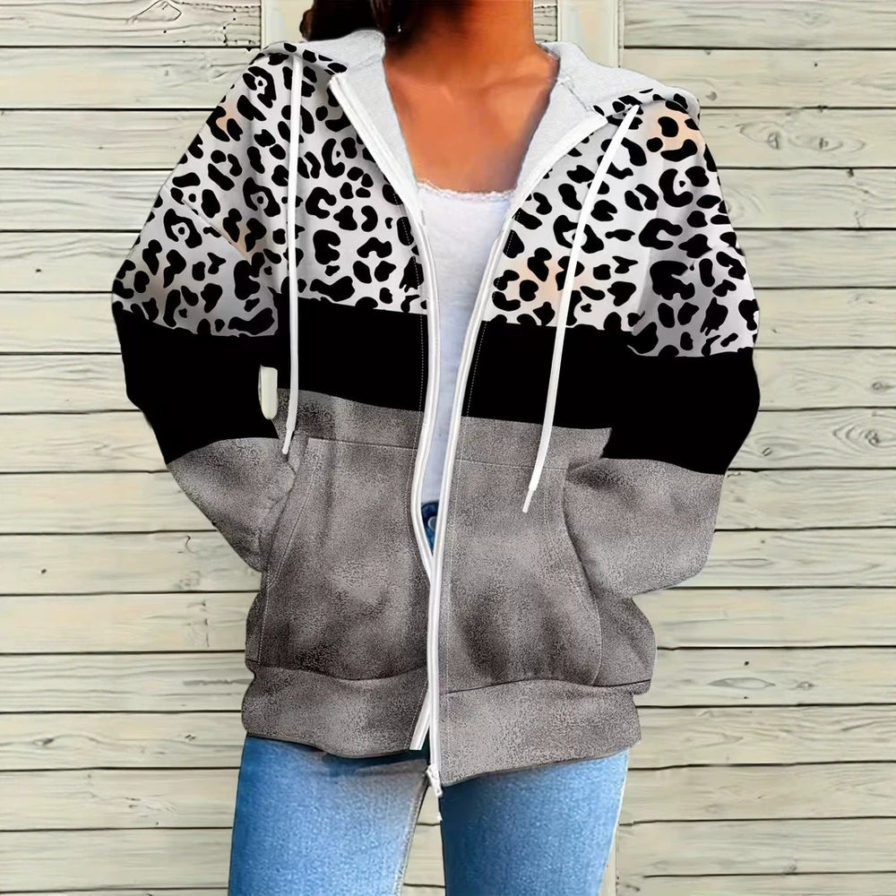 hot-selling plus-size women's zip-up hoodie, new casual long-sleeve hooded sweatshirt jacket, dropshipping available