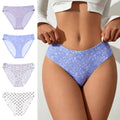 foreign trade wholesale low-waist sexy ice silk seamless underwear women's printing breathable quick-drying plaid women's briefs