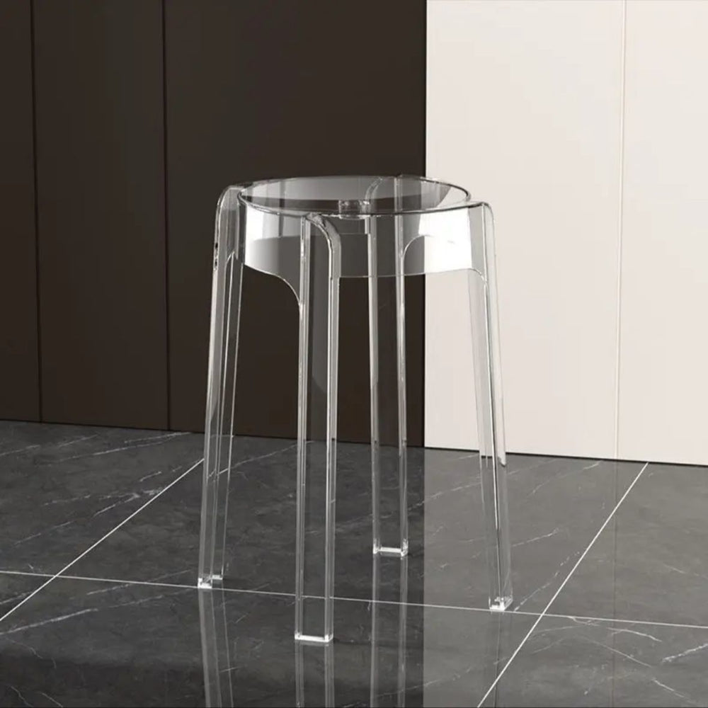 Accessible luxuryclassy acrylic stool stackable transparent high stool chair for home dining table spare plastic crystal round stool