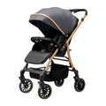 Upgraded four-wheel universal baby stroller - convertible reclining infant carriage with one-click fold
