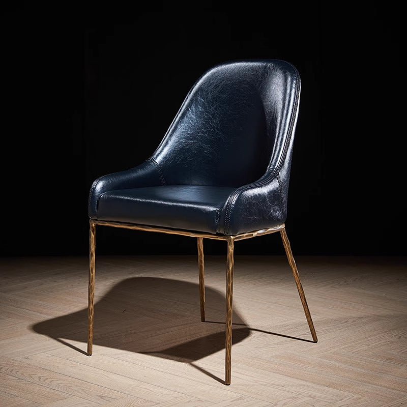 French medieval style forged dining table and chair combination american retro oil wax leather casual chair engineering hotel reception area