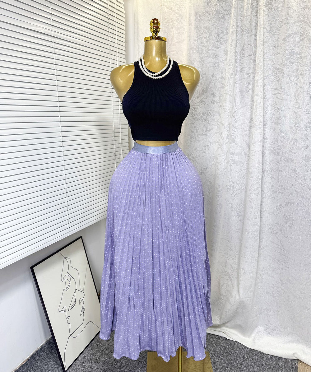 Chicsweeteasiest for match skirt women's frenchhigh waistslimming looka fairy skirt medium long pleated draped skirt