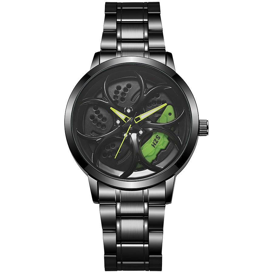 New arrival cool sports car wheel hub watch inner ring can rotate men's wheel style quartz watch fashiontrendy men's watch