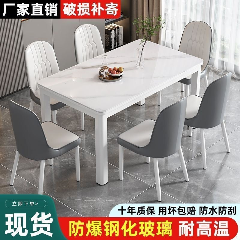 High-end for home dining table and chairs (tempered glass) casualall-in-one dining table restaurant kitchen fast food hot pot