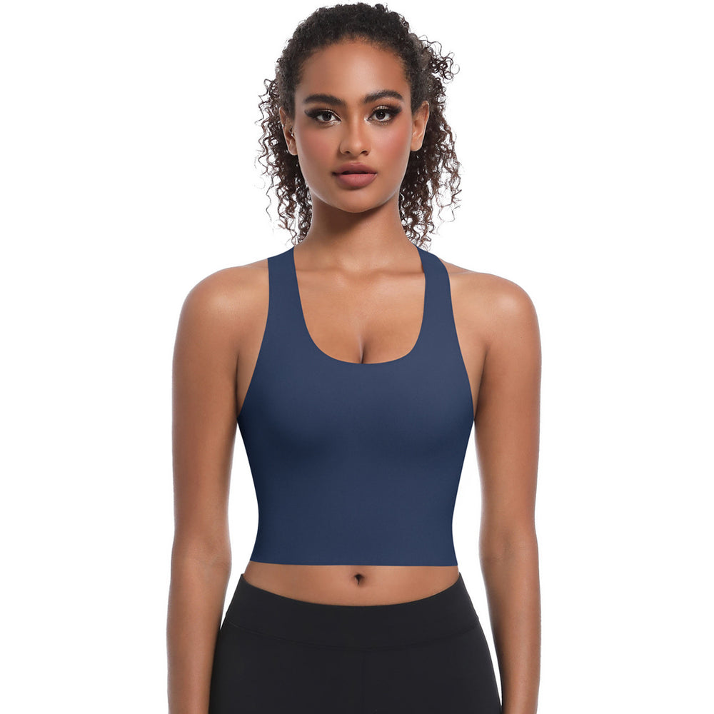 European and american sexy criss-cross back yoga bra - push-up, one-piece cup, quick-dry sports bra, running fitness tank top for women
