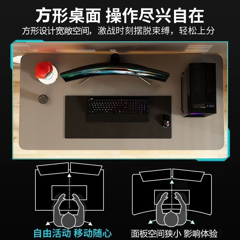 Desk, bedroom, gaming desk, study/writing desk, computer desk with cable management, wide desktop, thickened and reinforced table