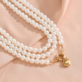 Long imitation pearl necklace wholesale, european and american cross-border vintage baroque style pendant, women's personalized multi-layered heart necklace