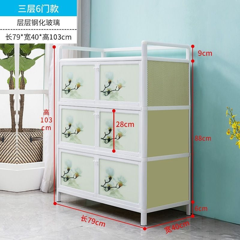 Aluminum alloy cupboard for home kitchen cabinet simple multi-functional stainless steel locker multi-layer stove storage cabinet box