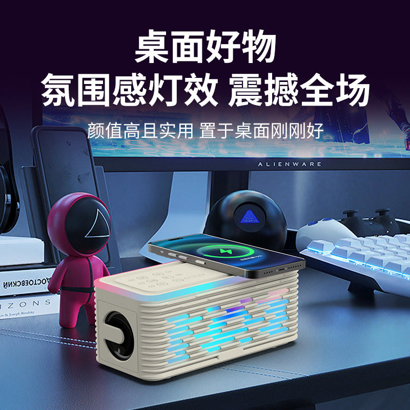 Sobes dk07 wireless bluetooth speaker with ambient lighting, white noise, sleep mode, wireless charging, and subwoofer