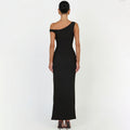 european and american women's clothing:  autumn new arrivals - fashionable, elegant, solid color, sleeveless, off-the-shoulder, sexy slit dress for women