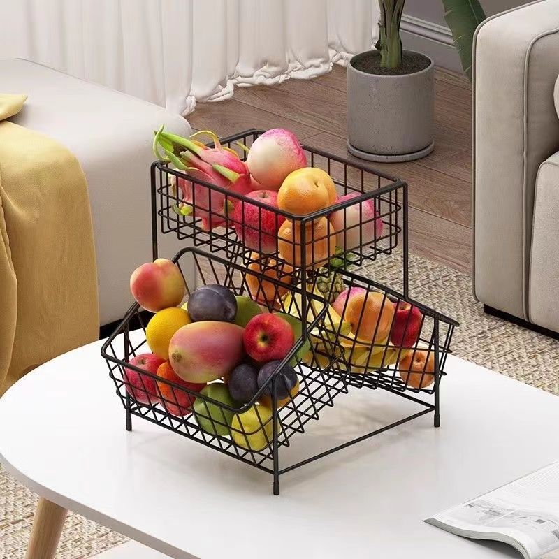 European-style tiered fruit basket - living room coffee table fruit platter - kitchen spice rack - multi-purpose multi-tier storage shelf