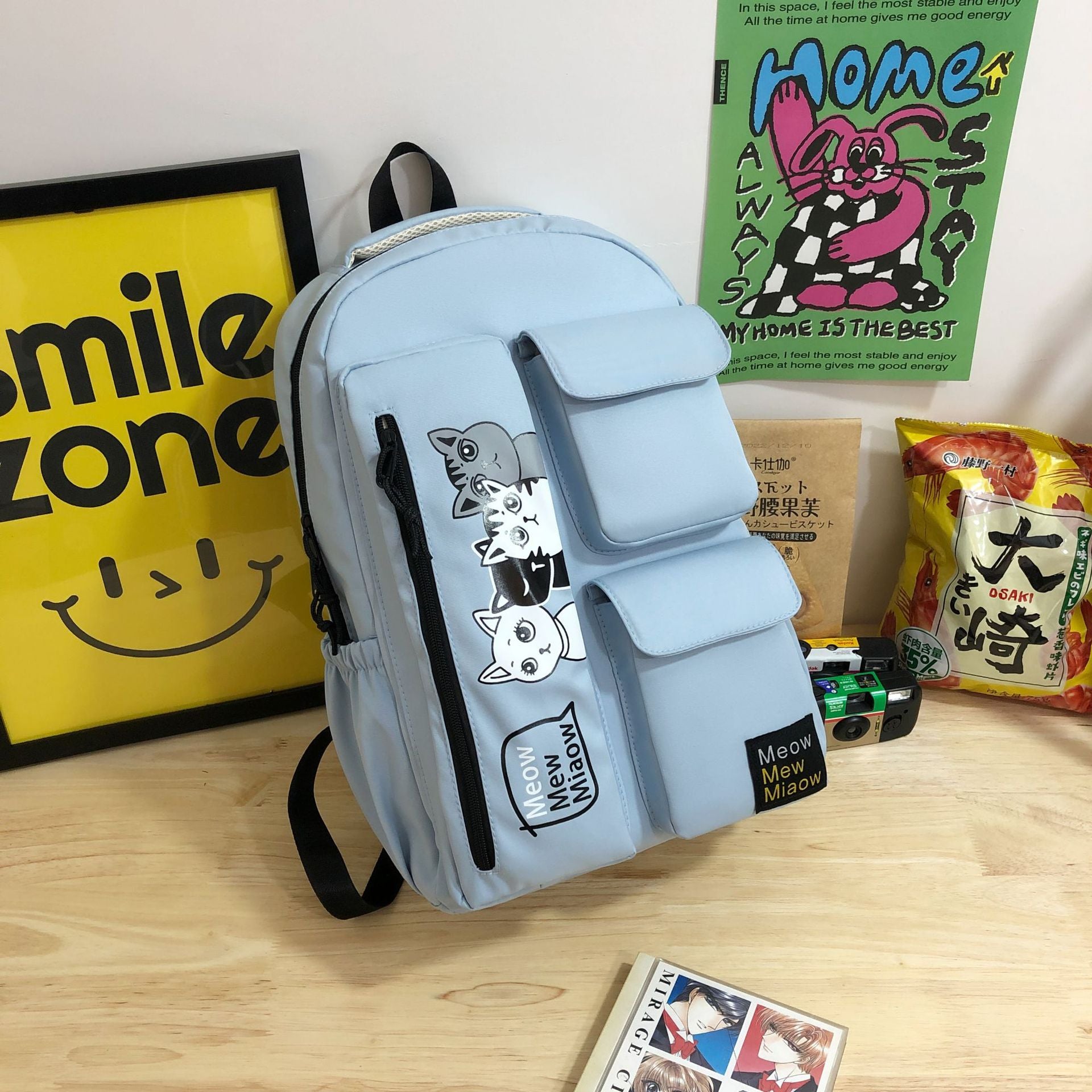 New Korean multi-functional dual-purpose thickened fabric schoolbag Internet celebrity lazy wind dirt-resistant di y large-capacity backpack