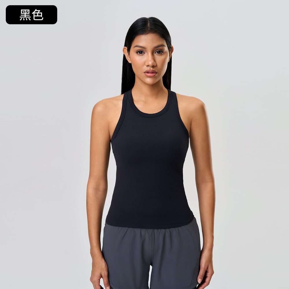 Spring/summer new racerback sports bra top for women - padded, slim-fit, sleeveless workout yoga top d25057