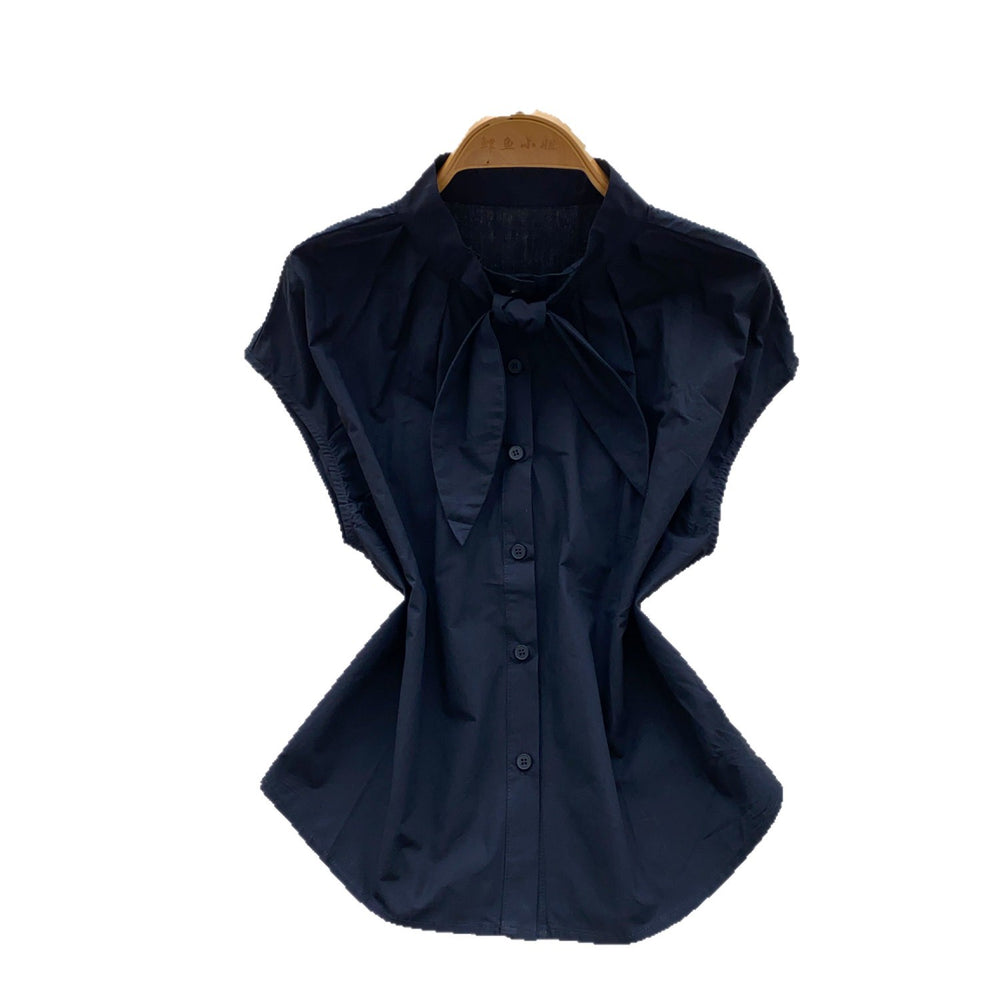 French sweet sleeveless breathable tie-up blouse - women's summer commute style, yellow design, age-defying top