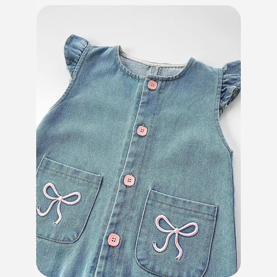Autumn new arrival baby girl denim overalls baby onesie suitnewborn style princess crawling clothes trendy