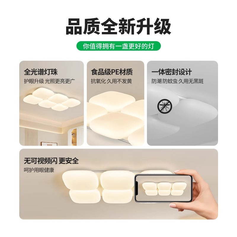 Bedroom Light Ceiling Light Modern Simple Cream Style Creative Square Master Bedroom Light Warm Room Lighting E