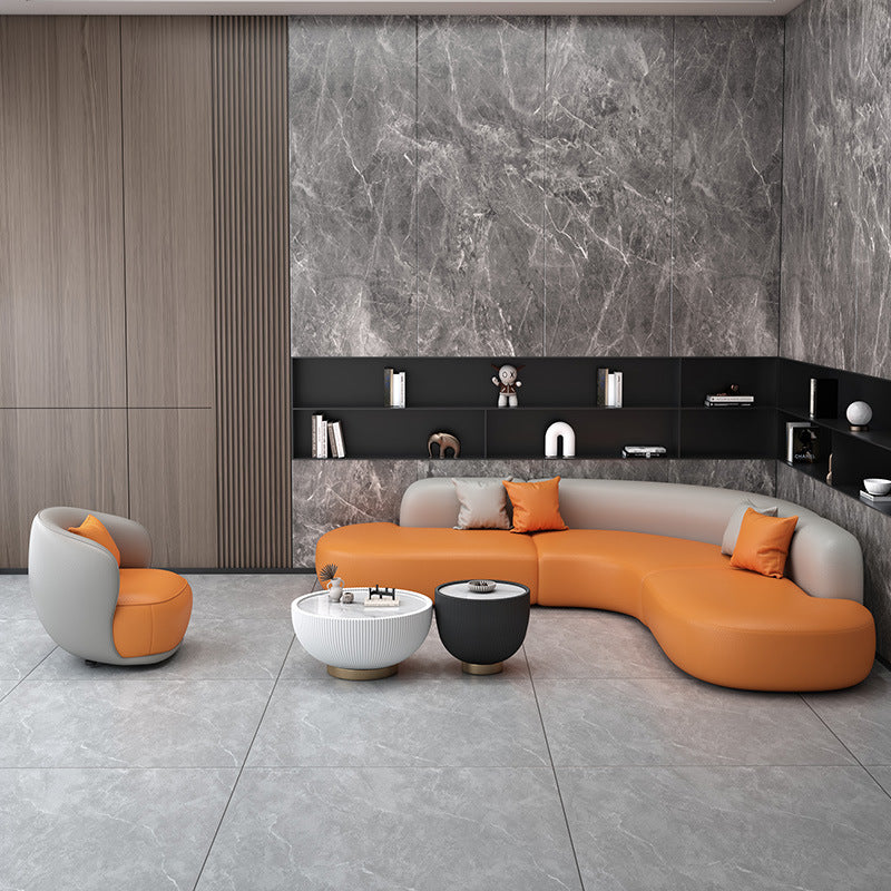 Business negotiation curved sofa hotel lobby office reception area light luxury l-shaped corner sofa