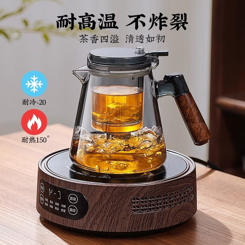 Walnut handle elegant cup high borosilicate glass teapot tea water separation cup tea water separation filter tea maker